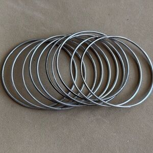Set of 10 simple metal bangle bracelets